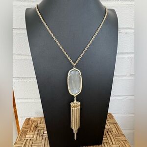 Kendra Scott Rayne Tassel Gold Light Grey Glass Necklace